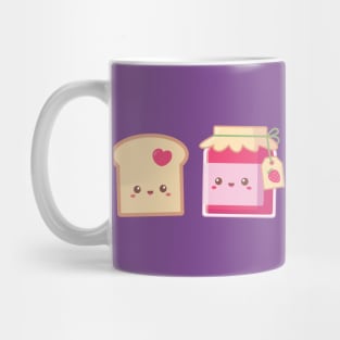 Spread Love, Cute Bread Toast and Strawberry Jam Mug